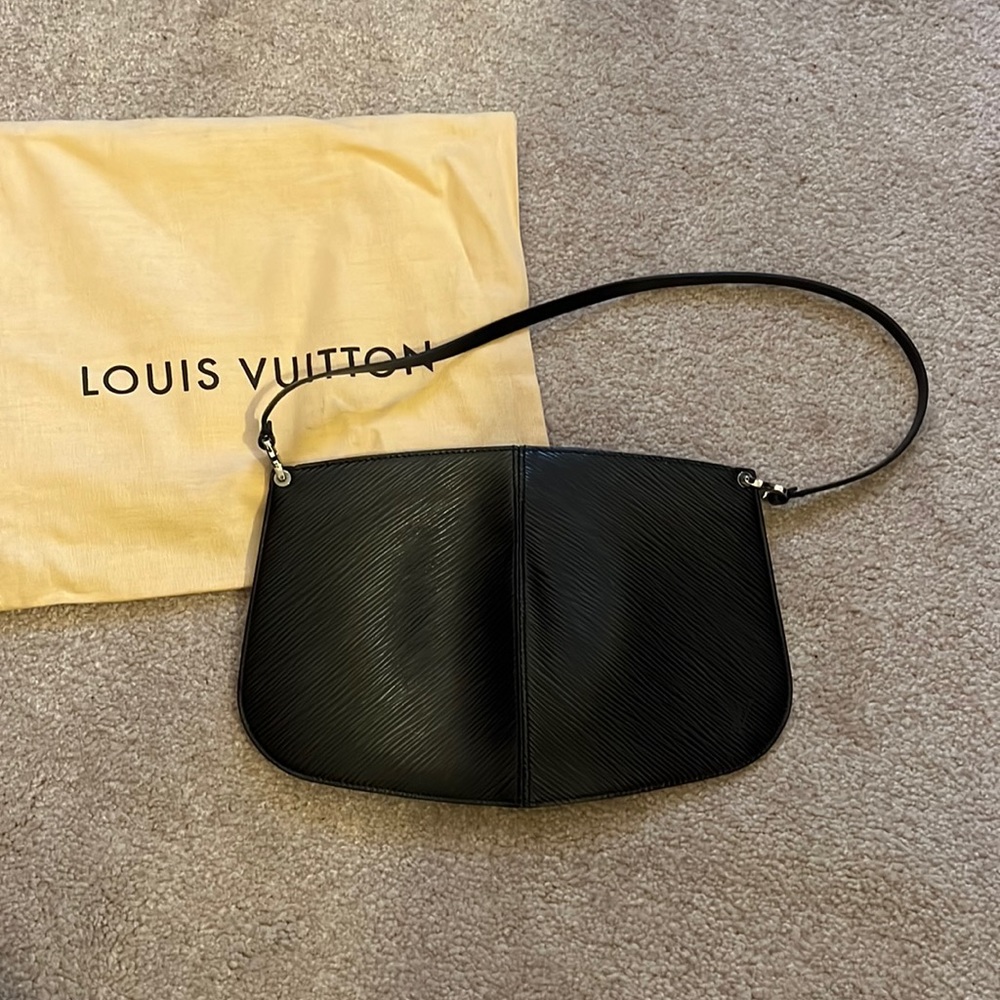 Louis Vuitton Black Epi Mini Shoulder Bag with Silver-Tone Hardware